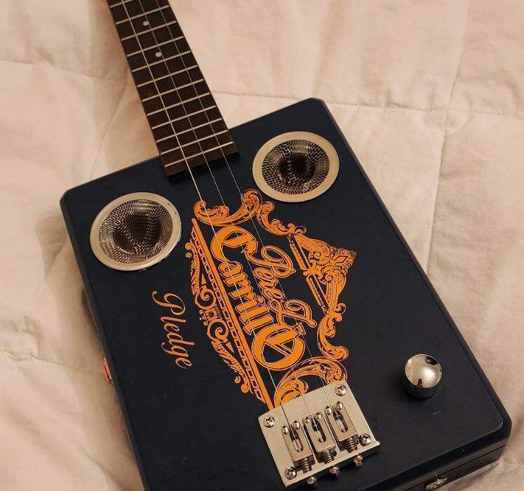 black cigar box guitar