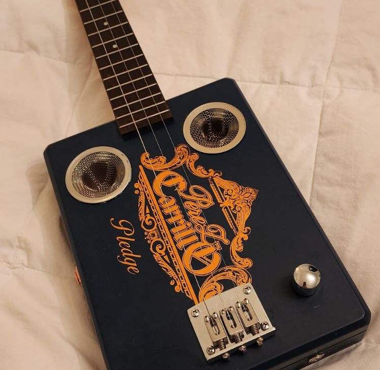 black cigar box guitar