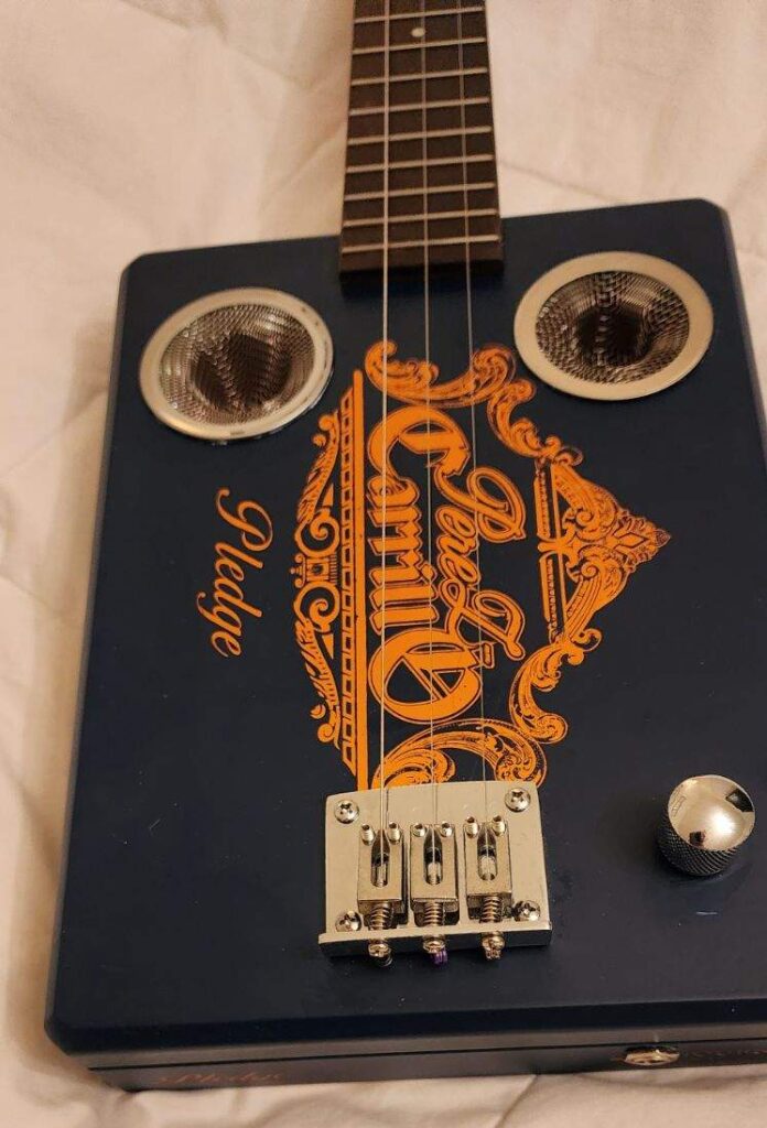 blue cigar box guitar