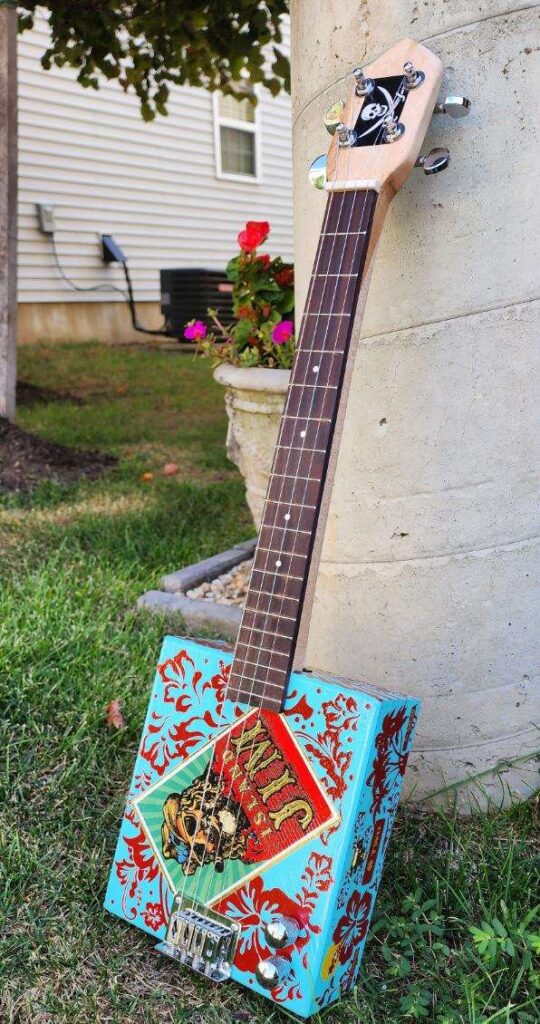 blue cigar box guitar